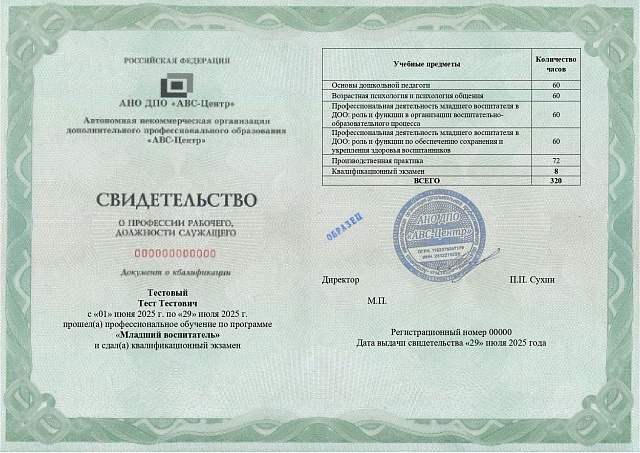 Младший воспитатель. Обучение дистанционно